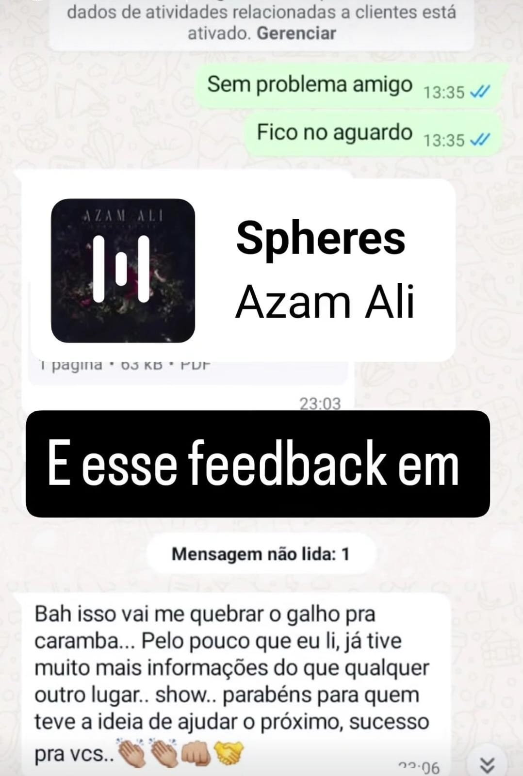 Feedback de cliente no WhatsApp